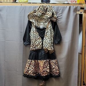 Cheetah Leopard Halloween Costume Girls M 8-10 Dress Up Pretty Kitty